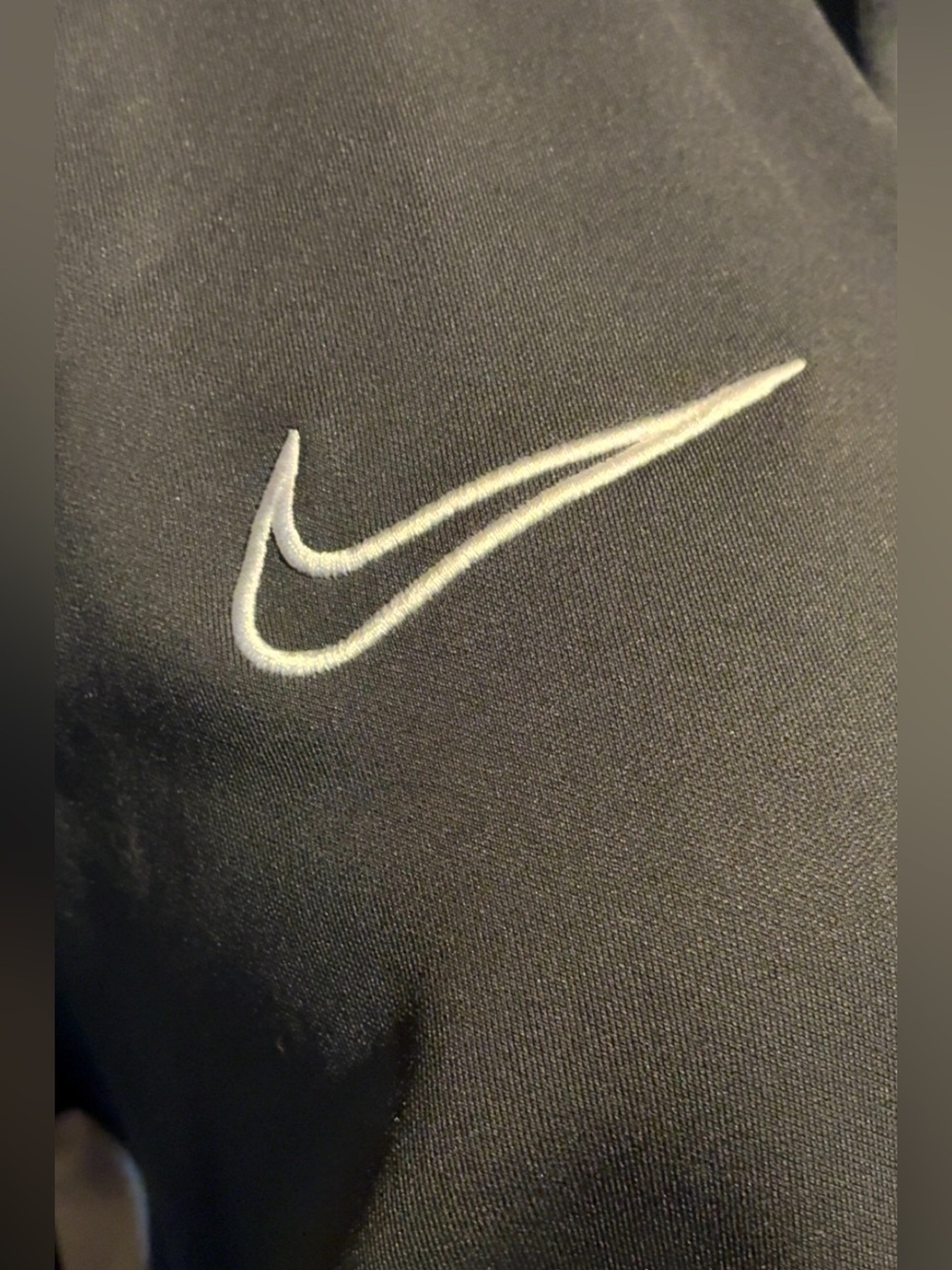 Nike Dri-FIT Quarter Zip Pullover Medium Black Athletic Running Top Thumbholes - Picture 3 of 7